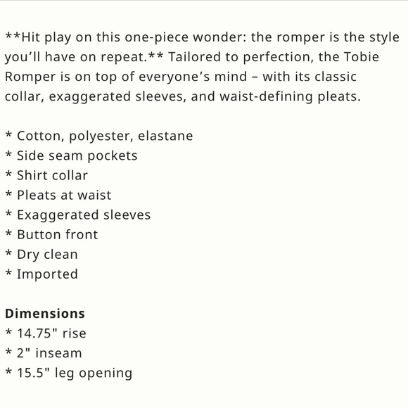 Anthropologie x  Exquise The Tobie Pleated Romper Size Large NWT - Picture 4 of 12